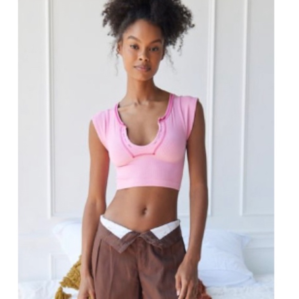 Viral urban top go for gold seamless top in pale pink size xs/s